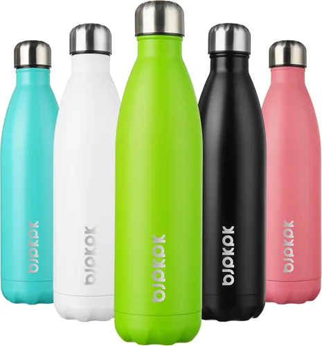 Miniatura 48 de BJPKPK Botellas de agua de acero inoxidable con aislamiento de 17 onzas, mantiene el frío y el calor, brillante oro rosa Oro rosa brillante