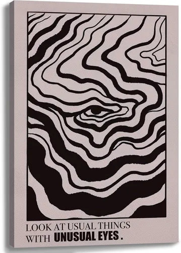 Miniatura 9 de Arte de pared retro hipster – Arte extraño en blanco y negro de los años 70 con ojos femeninos y labios – Impresión abstracta preppy – Decoración