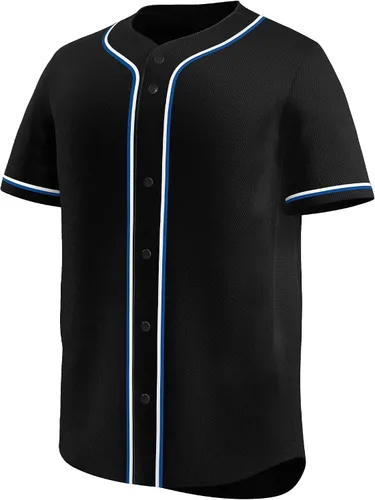 Miniatura 2 de KXK Camiseta de béisbol en blanco para hombre, camisas casuales con botones, manga corta, uniforme deportivo de equipo activo