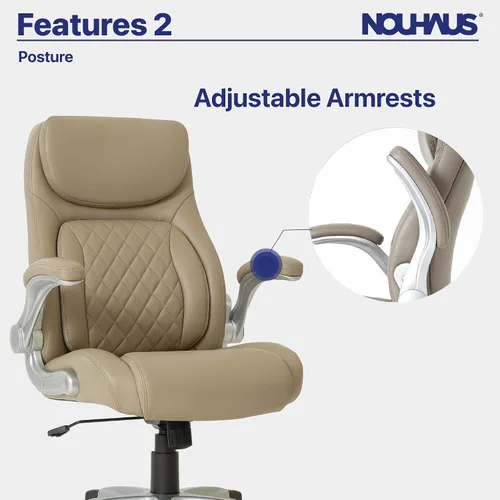 Miniatura 8 de Nouhaus +Posture Silla de Oficina Ergonómica de Cuero PU. Soporte Lumbar Click5 con Reposabrazos FlipAdjust. Silla Ejecutiva Moderna y Silla de Topo