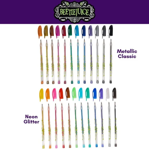 Miniatura 3 de Innovative Designs Beetlejuice - Juego de bolígrafos de gel para niños, paquete de 24 con bolígrafos de gel con purpurina, bonitos bolígrafos