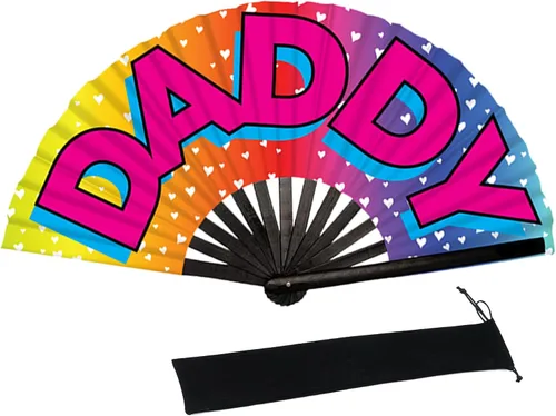 Miniatura 21 de HeyToo Ventilador de mano grande para mujeres/hombres, con brillo UV, para Drag Queen, cosplay, EDM, club, fiesta, música, festival, baile, Cuadrado