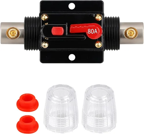 Miniatura 7 de Portafusibles de 80 amperios de 12 V-24 V CC, disyuntor de audio, portafusibles estéreo en línea para automóvil, reinicio manual, para audio