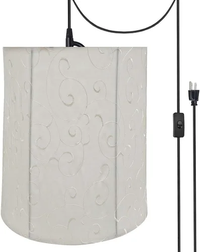 Miniatura 9 de Aspen Creative, Beige, 75035-11 Lámpara colgante de techo con pantalla de tela imperio transicional, 14 pulgadas de ancho