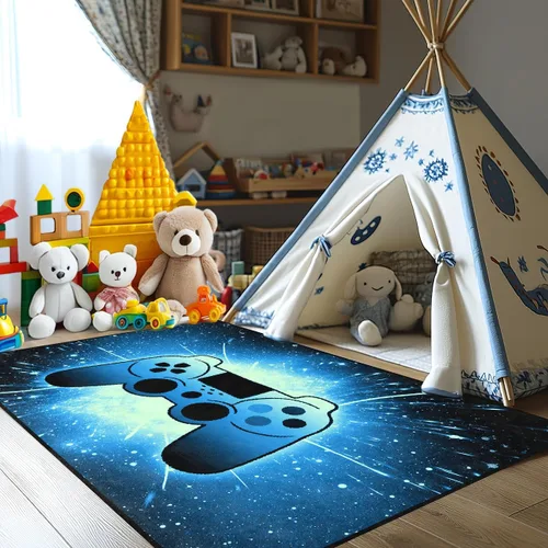 Miniatura 33 de BATATADOCE Alfombras de videojuegos para dormitorio de niños, alfombras para sala de juegos, decoración de juegos para niños, alfombra de área