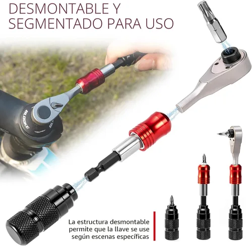 Miniatura 3 de Kit de herramientas de reparación de bicicletas con mini bomba y 10 puntas magnéticas, multiherramienta de aleación para bicicleta, MTB, ciclismo
