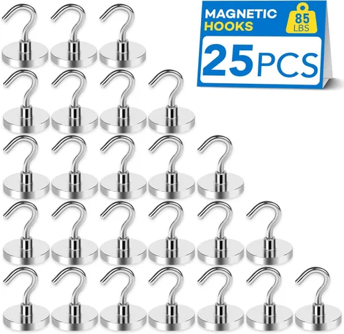 Miniatura 19 de LOVIMAG - Ganchos magnéticos, imanes de 30 libras con ganchos para crucero, ganchos magnéticos negros para colgar, refrigerador, aula, nevera