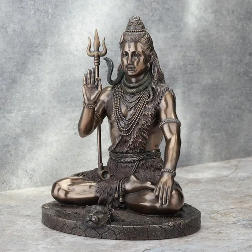 Miniatura 5 de Veronese Design Lord Shiva en meditación Pose Hindú Dios fundido en frío Resina Acabado Bronce Antiguo Estatua Escultura