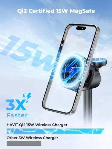 Miniatura 4 de havit Qi2 Estación de carga inalámbrica 3 en 1, cargador magnético de 15 W con ventilador de refrigeración para iPhone 17/16/15/14/13/12, Apple