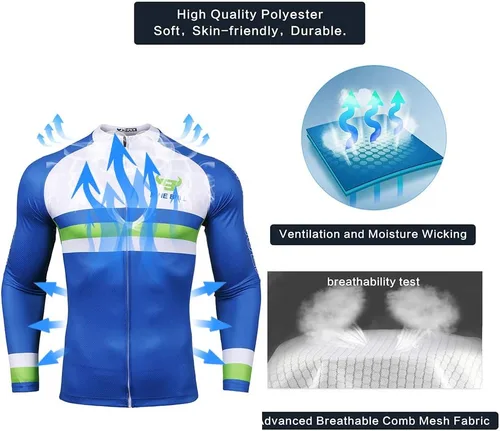 Miniatura 5 de Conjunto de camiseta de ciclismo para hombre, camiseta reflectante de secado rápido y pantalones cortos de ciclismo acolchados 3D, M