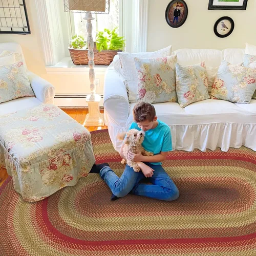 Miniatura 97 de Homespice Alfombras de Área Ovaladas Trenzadas de Yute Denim Azul de 8x10 pies para Sala de Estar, Dormitorio y Comedor. Apto para Mascotas. Estilos