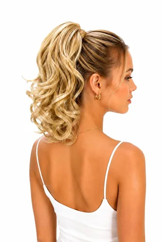 Miniatura 30 de PRETTYSHOP - Extensión de cabello rizado voluminoso, cola de caballo de 14 pulgadas con clip, resistente al calor
