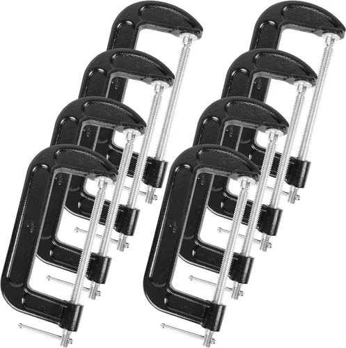 Miniatura 12 de 8 Pcs C Clamp 1 Inch Heavy Duty Steel C Clamp Set Cast Iron Frame Sliding T-Handle More Stability Massive Clamps for Woodworking, Welding, Building