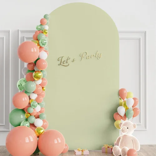 Miniatura 3 de Wokceer Cubierta de fondo de arco de boda de 7.2 pies de elastano, ajustada, color verde salvia, cubierta de arco de arcos de Chiara para decoración