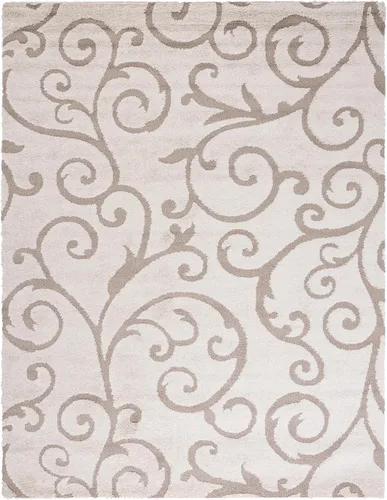 Miniatura 61 de SAFAVIEH - Alfombra de la colección Florida Shag - 10 pies redonda, color crema y beige, diseño de pergamino, no suelta pelusa y fácil de limpiar
