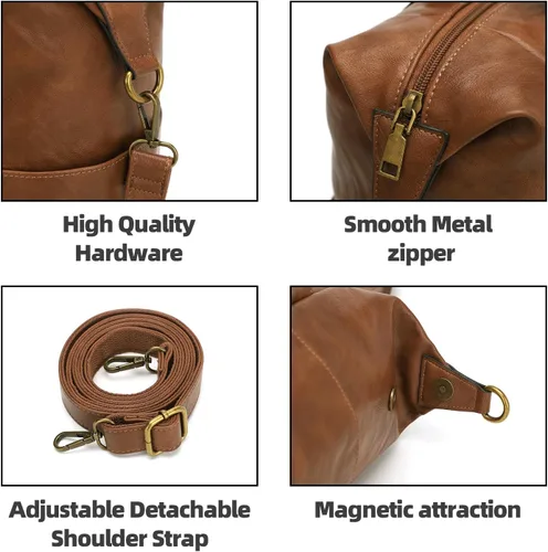 Miniatura 5 de KouLi Buir Monederos para mujer, bolso de piel sintética con múltiples bolsillos, bolso de hombro de diseñador Hobo Bucket espacioso bolso cruzado