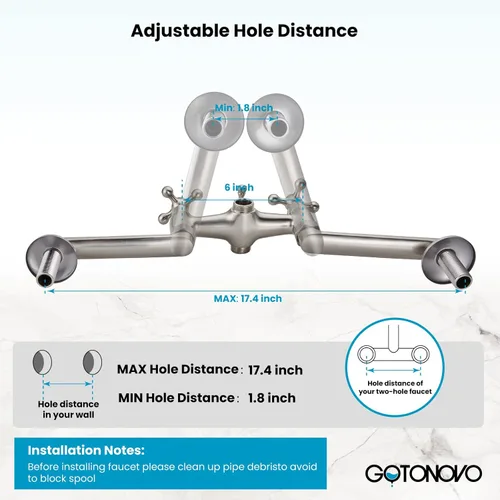 Miniatura 5 de gotonovo Clawfoot - Grifo de bañera con grifo de ducha de mano, juego victoriano de doble cruz con brazos oscilantes ajustables en el centro de 6