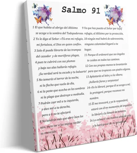 Miniatura 17 de Salmo 91 En Español Para Pared, Arte de pared del Salmo 91, Cuadros Cristianos Para Pared En Español, Decoración de pared cristiana en español, Ta