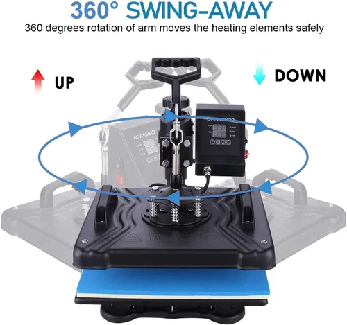 Miniatura 3 de Máquina de presión de calor 8 en 1 para camisetas, máquina profesional de transferencia de calor de 12" X 15", máquina de sublimación multifuncional