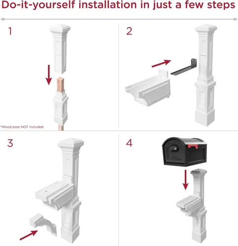 Miniatura 4 de Step2 Atherton Buzón y poste extra grande, resistente a la intemperie, buzones grandes para exteriores, hechos de plástico duradero, fácil