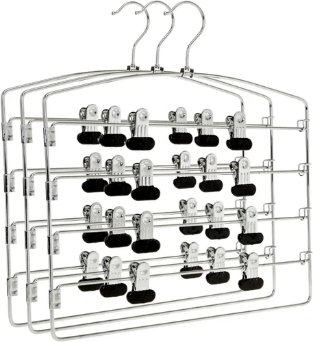 Miniatura 6 de Perchas de metal de 3 barras múltiples de calidad, realmente resistentes, ahorran espacio, estables con acolchado de espuma antideslizante, gancho