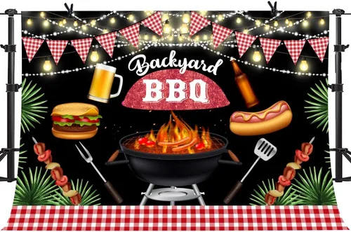 Miniatura 10 de Telón de fondo de picnic de verano de 5 x 3 pies, decoración de fiesta de barbacoa, fondo de fotos, día de la familia del amigo, al aire libre