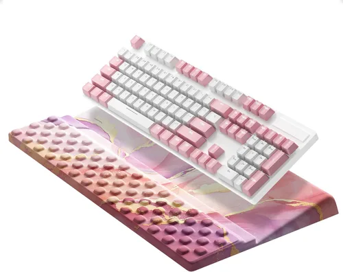 Ospelelf Reposamuñecas para teclado, cómodo soporte ergonómico para teclado para oficina y hogar Rosa