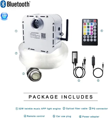 Miniatura 9 de Kit de luz de fibra óptica RGBW con sensor de sonido de 32 W