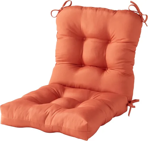 Miniatura 13 de Cojines para silla de exterior con bisagras, diseño de una sola pieza, cojín reversible para asiento y respaldo de patio con lazos, tela