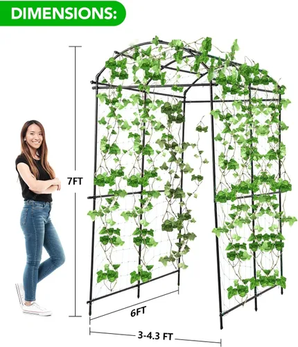 Miniatura 2 de Enrejado de arco de jardín para exteriores, pepino, enrejado arqueado de 7 pies de alto, enrejado grande de calabaza para jardín, cama elevada