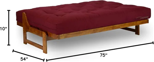 Miniatura 2 de Nirvana Futons Colchón de futón extra grueso de 10 pulgadas, sarga burdeos borgoña (Burgundy Twill)