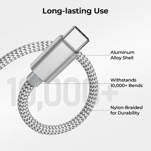 Miniatura 3 de Basesailor Cable de carga USB tipo C de 1 pie, paquete de 2, cable de carga para automóvil para el nuevo iPhone 17 Air 16 Pro Max Plus, Samsung