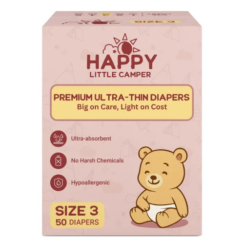 Miniatura 11 de Happy Little Camper Pañales desechables naturales para bebés, ultraabsorbentes, talla 1 - hipoalergénicos, sin perfume y sin cloro (200 unidades)