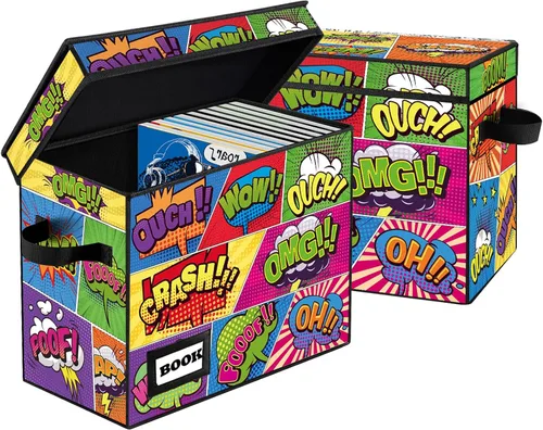 Paquete de 2 Cajas de Almacenamiento de Cómics de Colección, Organizador Protector 15.8" X 7.8" X 11.8" Caja Corta Plegable con Capacidad para