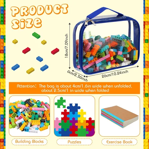 Miniatura 2 de Sanwuta 6 paquetes de bolsas de almacenamiento de juguetes, bolsas de PVC con organizador y cierre, contenedor impermeable para juegos de mesa