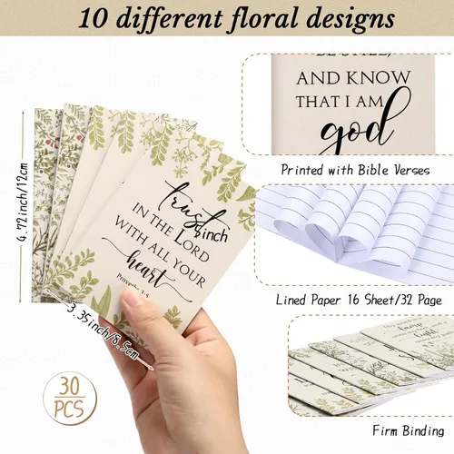 Miniatura 2 de Ctosree 60 unidades de regalo cristiano a granel para mujeres, cuaderno de versículos de la Biblia, diario de oración, bolígrafo inspirador, bloc