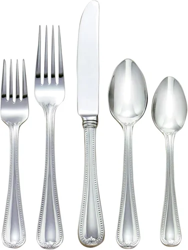 Lenox Juego de cubiertos vintage Jewel de 20 piezas, acero inoxidable 18/10, apto para lavavajillas, cuchillos, cucharas y tenedores, utensilios