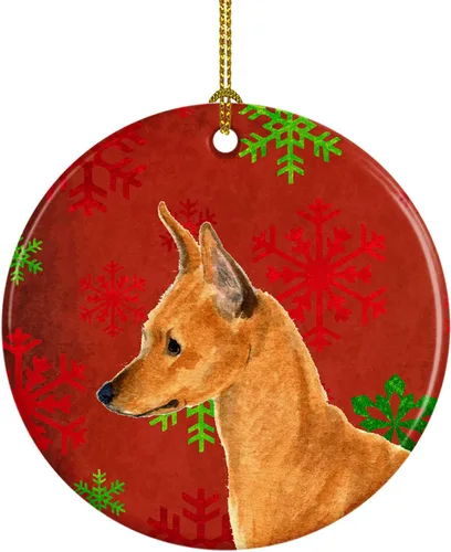 Miniatura 91 de Caroline's Treasures Bulldog English - Copos de nieve rojos y verdes, adorno de cerámica de Navidad, decoración colgante para el hogar, Navidad