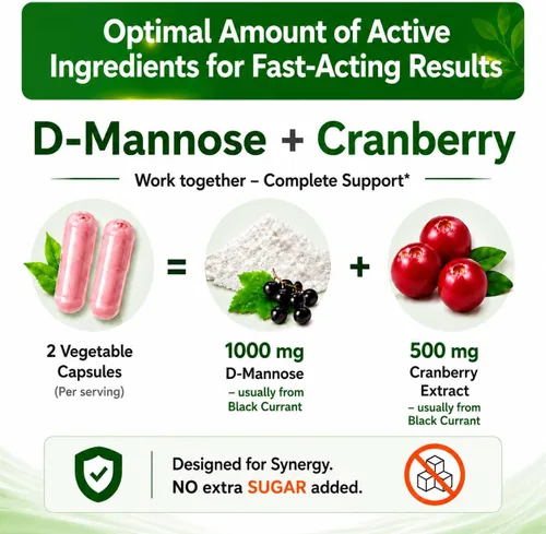 Miniatura 5 de HCL HERBAL CODE LABS Cápsulas de D-manosa con extracto de arándano de 1500 mg - Suplemento D-manosa de grado USP de alta potencia con polvo