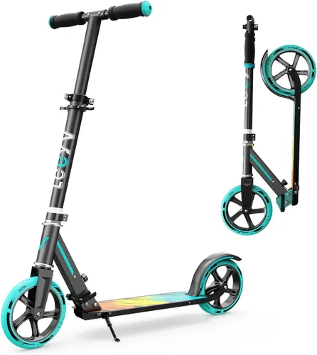 Scooter para niños de 6 a 12 años y adultos | Altura ajustable, plegable, marco de aluminio ligero | Soporta hasta 220 libras | Paseo suave en