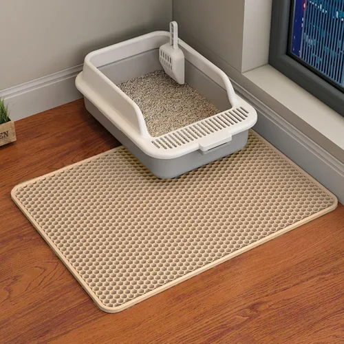 Miniatura 11 de HCY&WLD Tapete para arena de gatos, 45x26/35x24/30x22/24x18 pulgadas, tapete de doble capa para caja de arena de gatos, EVA antideslizante