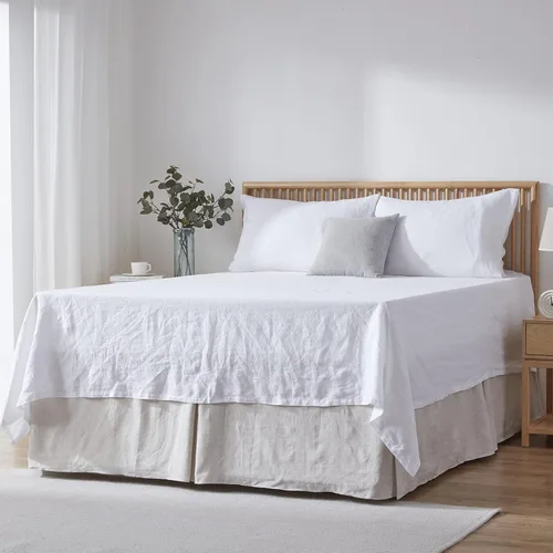 Miniatura 9 de Simple&Opulence - Falda de cama de lino belga con caída a medida de 14 pulgadas, con pliegues, ajuste fácil, transpirable, de lino natural premium