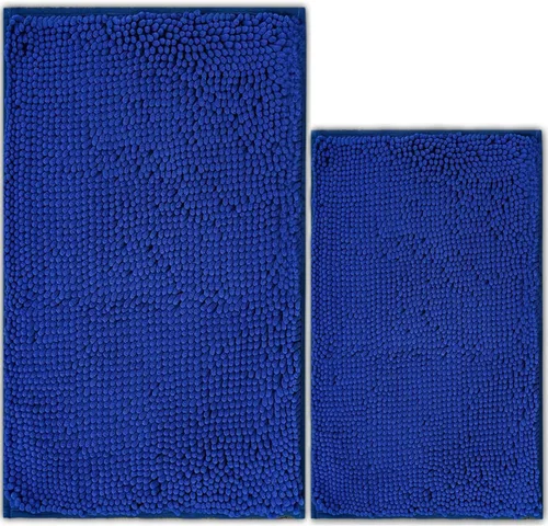Miniatura 10 de Juego de 2 tapetes de baño de chenilla, superabsorbentes, con fuerte respaldo antideslizante de PVC, tapetes de baño para baño, peludos