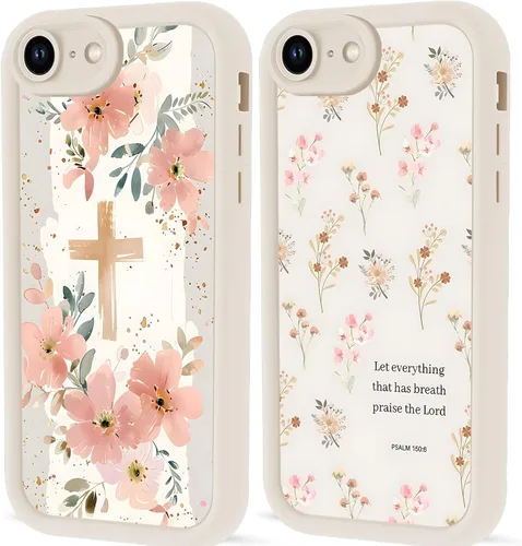 Miniatura 20 de Paquete de 2 fundas protectoras para iPhone 13 de 6.1 pulgadas con versículo bíblico de Jesús y cruz cristiana floral, para mujeres y niñas, funda