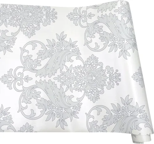 Miniatura 7 de Yifely Papel de estantería floral gris autoadhesivo para revestimiento de estante y cajón, 17.7 pulgadas por 9.8 pies