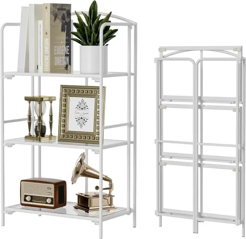 Miniatura 20 de Crofy - Estantería plegable sin montaje para sala de estar, estantería plegable de 2 niveles en color negro para oficina en casa, organizador
