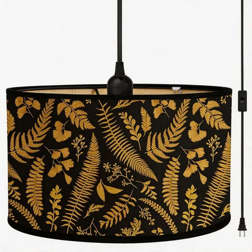 Miniatura 14 de Bioaqua - Sombra de lámpara de bambú, luces colgantes con cable enchufable (15 pies), lámpara colgante con patrón, luces colgantes boho para Lámpara