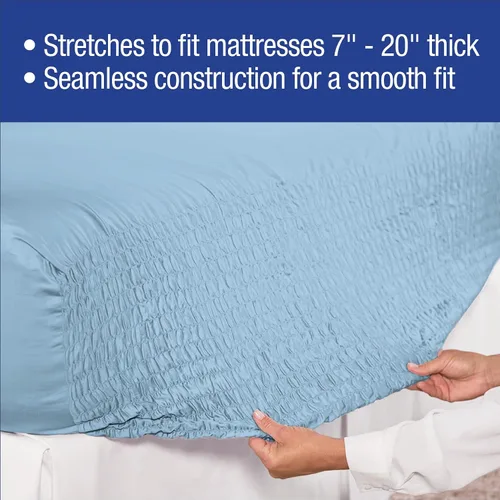 Miniatura 5 de Collections Etc Bed Tite - Juego de sábanas de microfibra suave, incluye sábana encimera, sábana bajera y 2 fundas de almohada, color azul claro