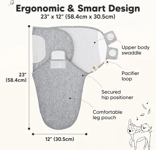 Miniatura 2 de Paquete de 5 sacos de dormir orgánicos para bebés y niños y niñas, sacos de dormir orgánicos (nube), paños para eructos (paisaje gris)
