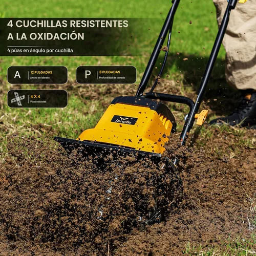 Miniatura 2 de IncwBo 12 Pulgadas 8.5 Amperios Cultivador de Tierra con Cable de 8 Pulgadas de Profundidad, Cultivador Eléctrico de Jardín de 360 RPM con Enchufe